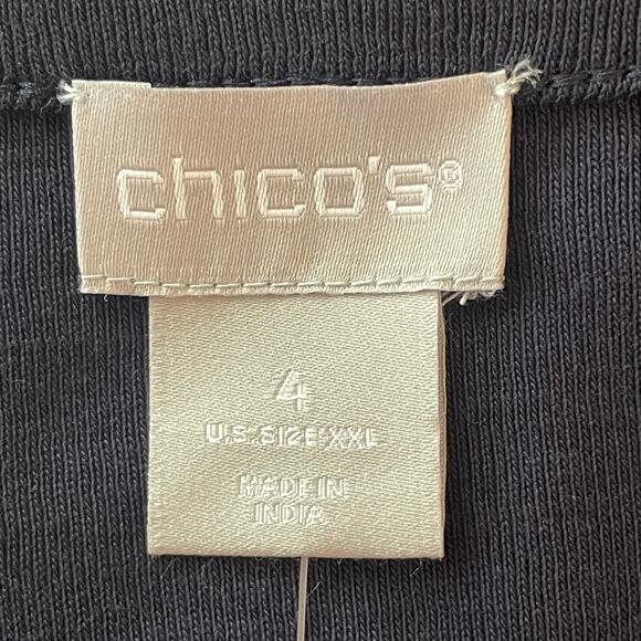 Chico's Navy Blue Knit Tunic Boat Neck Snap Cuff XXL Pima Cotton Fall Casual - Picture 6 of 7